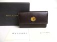 Photo1: BVLGARI Dark Brown Leather Gold H/W 6 Pics Key Chain #a389 (1)