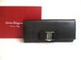 Photo1: Salvatore Ferragamo Vala Gold Leather Bifold Long Wallet #a391 (1)