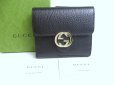 Photo1: GUCCI Interlocking G Black Leather Bifold Wallet Compact Wallet #a393 (1)