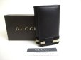 Photo1: GUCCI Vintage Black Leather 6 Pics Key Chain #a395 (1)