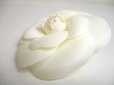 Photo2: CHANEL Camelia White Canvas Corsage Brooch #a396 (2)