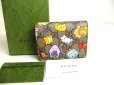 Photo1: GUCCI Beige Leather Animal Print Ophidia GG Bifold Wallet #a397 (1)