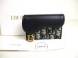 Photo1: Dior Saddle Bloom Navy Cotton Leather Card Holder #a400 (1)