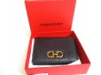 Photo12: Salvatore Ferragamo Gancini Black Leather Gold H/W Bifold Wallet #a401