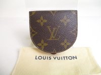 LOUIS VUITTON Monogram Brown Leather Coin Purse Porto Monnaie Gousset #a405