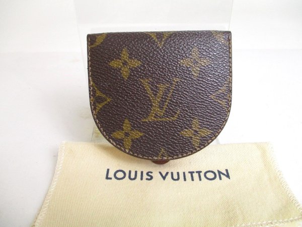 Photo1: LOUIS VUITTON Monogram Brown Leather Coin Purse Porto Monnaie Gousset #a405