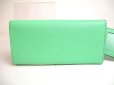 Photo2: Salvatore Ferragamo Gancini Light Green Leather Flap Long Wallet #a407 (2)