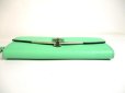 Photo5: Salvatore Ferragamo Gancini Light Green Leather Flap Long Wallet #a407