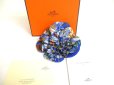 Photo1: HERMES Blue 100% Silk La Fleur Corsage Brooch #a408 (1)