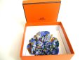 Photo12: HERMES Blue 100% Silk La Fleur Corsage Brooch #a408