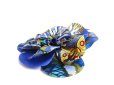 Photo2: HERMES Blue 100% Silk La Fleur Corsage Brooch #a408 (2)