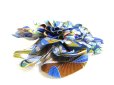 Photo3: HERMES Blue 100% Silk La Fleur Corsage Brooch #a408