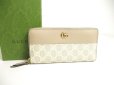 Photo1: GUCCI Marmont GG Beige Leather Round Zip Long Wallet #a409 (1)