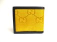 Photo2: GUCCI Off The Grid Yellow Nylon Black Leather Bifold Wallet #a410 (2)