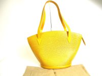 LOUIS VUITTON Epi Leather Yellow Tote Bag Shoppers Bag Saint Jacques Large #a412