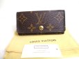 Photo1: LOUIS VUITTON Monogram Brown Leather Multicles 4 Key Chain #a413 (1)