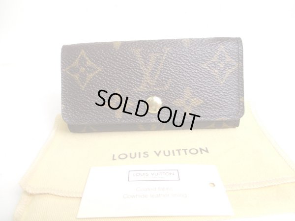 Photo1: LOUIS VUITTON Monogram Brown Leather Multicles 4 Key Chain #a413