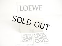 LOEWE Anagram Light Gray Grain Calfskin Business Card Holder #a414