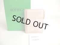 BOTTEGA VENETA Light Pink Leather Small Cassette Bi-Fold Zip Wallet #a416