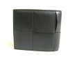 Photo2: BOTTEGA VENETA Black Leather Small Cassette Bi-Fold Bill Wallet #a417 (2)