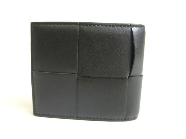 Photo2: BOTTEGA VENETA Black Leather Small Cassette Bi-Fold Bill Wallet #a417