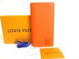 Photo1: LOUIS VUITTON LV Aerogram Orange Leather Flap Wallet Portefeuille Brazza NM #a422 (1)