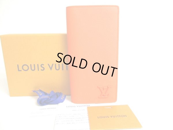 Photo1: LOUIS VUITTON LV Aerogram Orange Leather Flap Wallet Portefeuille Brazza NM #a422