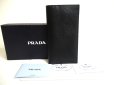 Photo1: PRADA Black Leather Flap Long Bill Wallet Card Holder Checkbook Case #a426 (1)