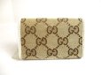 Photo2: GUCCI GG Beige Canvas White Leather 6 Pics Key Chain #a427 (2)