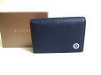 Photo1: BVLGARI Navy Blue Grain Calf Leather Business Card Case Card Holder #a428 (1)