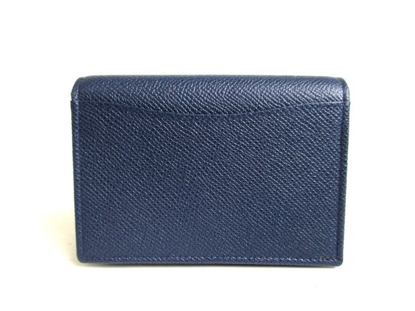 Photo2: BVLGARI Navy Blue Grain Calf Leather Business Card Case Card Holder #a428