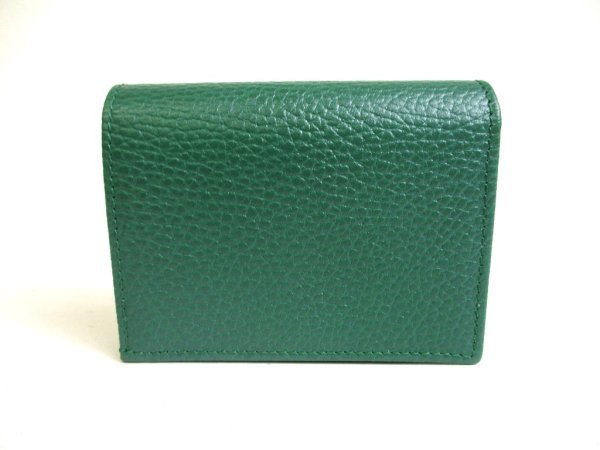 Photo2: GUCCI GG Marmont Green Leather Bifold Wallet Compact Wallet #a430