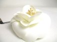 Photo4: CHANEL Camelia White Canvas Corsage Brooch #a432