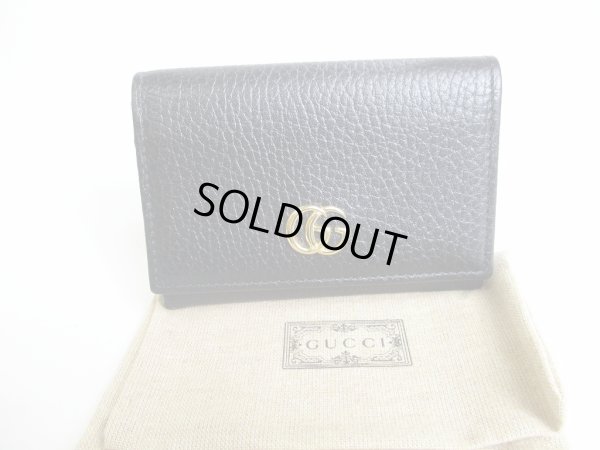 Photo1: GUCCI Japan Limited Double G Black Red Leather Business Card Case #a433