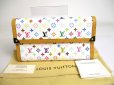 Photo1: LOUIS VUITTON Multicolor White Leather Trifold LOng Wallet International #a436 (1)