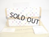 LOUIS VUITTON Multicolor White Leather Trifold LOng Wallet International #a436