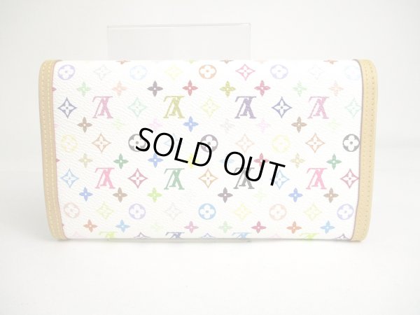 Photo2: LOUIS VUITTON Multicolor White Leather Trifold LOng Wallet International #a436