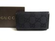 Photo1: GUCCI GG Black Canvas and Leather 6 Pics Key Chain #a438 (1)