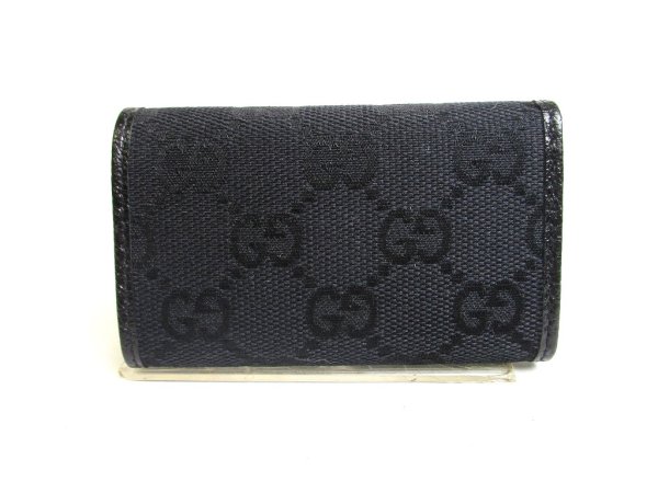 Photo2: GUCCI GG Black Canvas and Leather 6 Pics Key Chain #a438