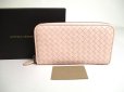 Photo1: BOTTEGA VENETA Intrecciato Light Pink Leather Round Zip Wallet Purse #a442 (1)