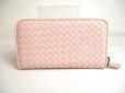 Photo2: BOTTEGA VENETA Intrecciato Light Pink Leather Round Zip Wallet Purse #a442 (2)