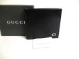 Photo1: GUCCI Vintage Black Leather Bifold Bill Wallet Compact Wallet #a444 (1)