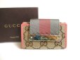 Photo1: GUCCI GG Beige Canvas Pink Leather 6 Pics Key Chain #a449 (1)