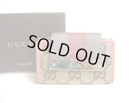 GUCCI GG Beige Canvas Pink Leather 6 Pics Key Chain #a449