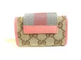 Photo2: GUCCI GG Beige Canvas Pink Leather 6 Pics Key Chain #a449 (2)