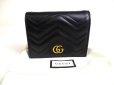 Photo1: GUCCI GG Marmont Black Leather Bifold Wallet Compact Wallet #a451 (1)