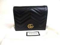 GUCCI GG Marmont Black Leather Bifold Wallet Compact Wallet #a451