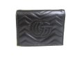 Photo2: GUCCI GG Marmont Black Leather Bifold Wallet Compact Wallet #a451 (2)