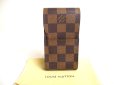 Photo1: LOUIS VUITTON Damier Brown Leather Cigarette Case Tabacco Case #a453 (1)