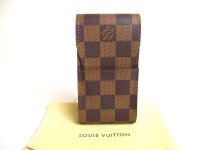 LOUIS VUITTON Damier Brown Leather Cigarette Case Tabacco Case #a453